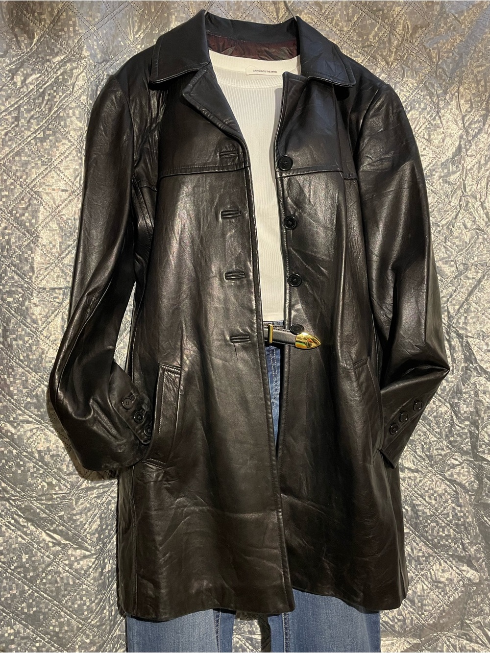Beautiful buttery soft mid leg leather trench coat by Andrew Marc size M